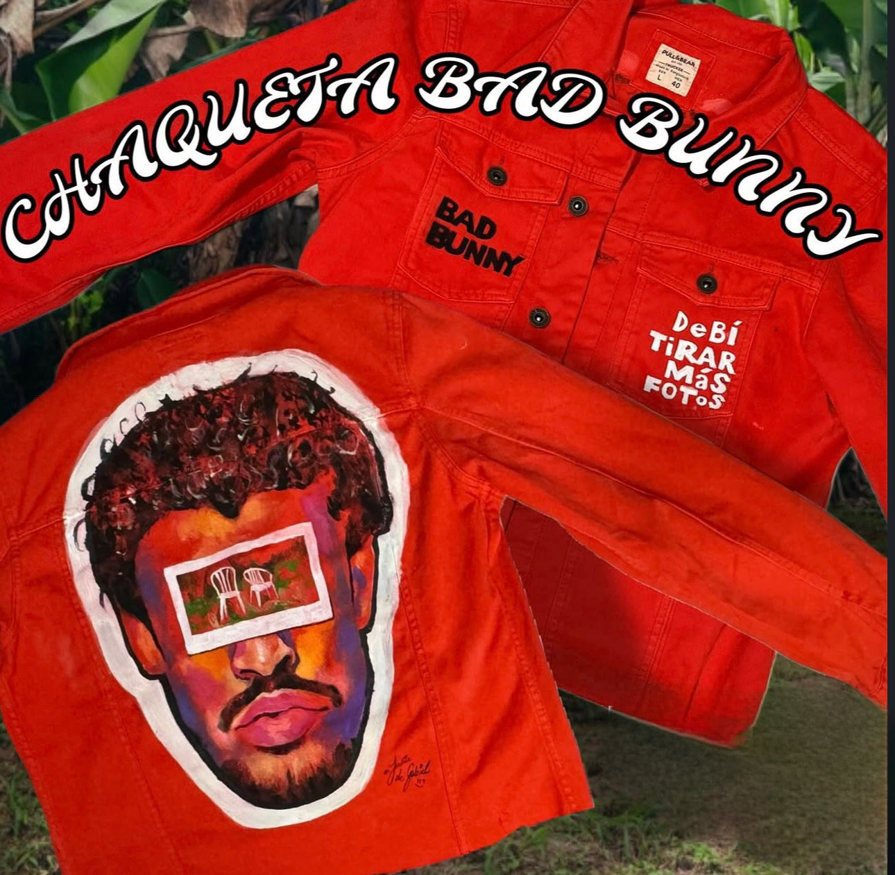 Chaqueta PINTADA A MANO Bad Bunny - Debí Tirar Más Fotos